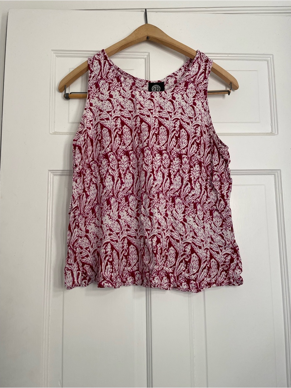 bobeau Red & White Printed Sleeveless Tank
